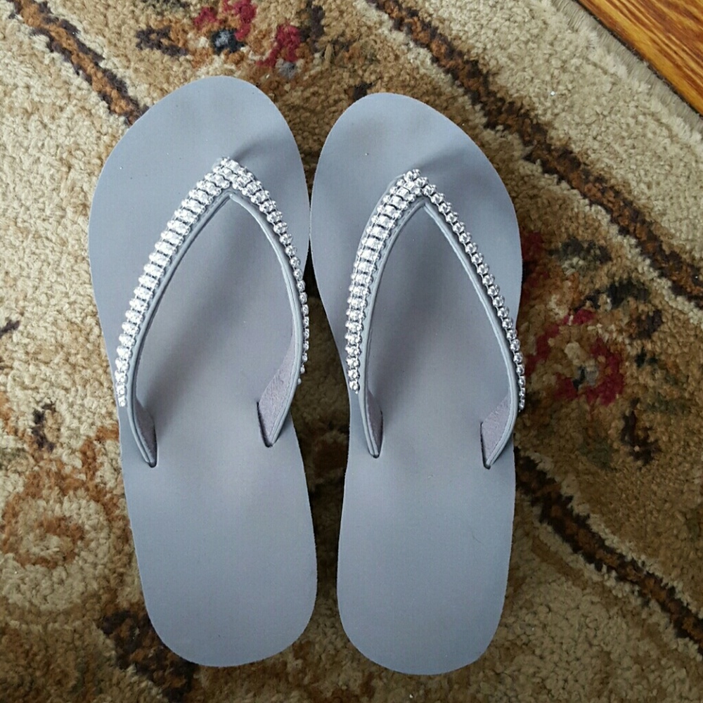 Gray wedge sandals